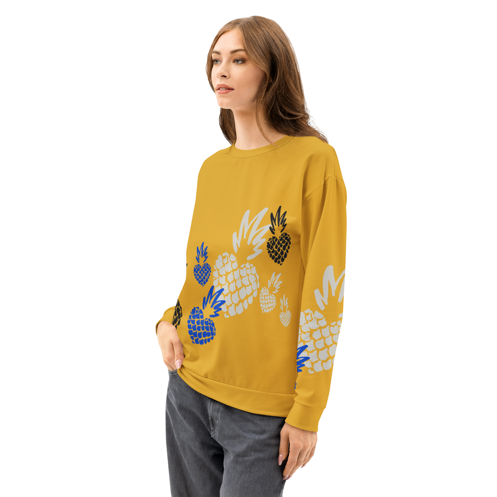 Pineapple Parade Cotton sweatshirt in Mustard