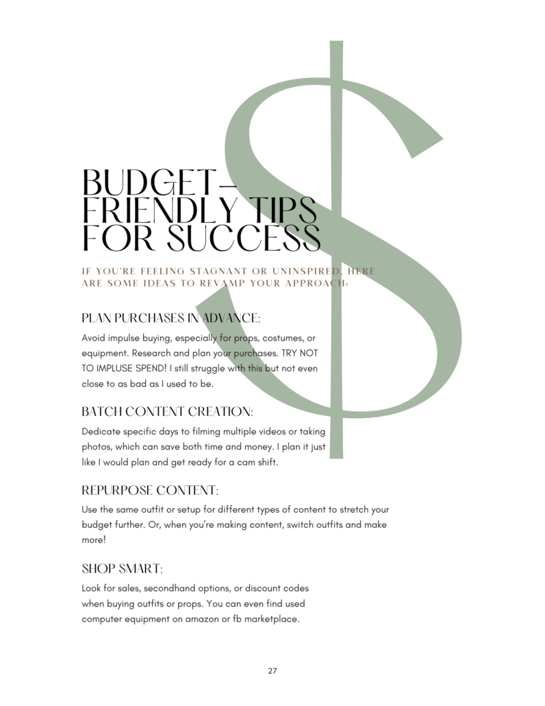 Budget Friendly Tips from Athena Bellamy's book, Camming Compass