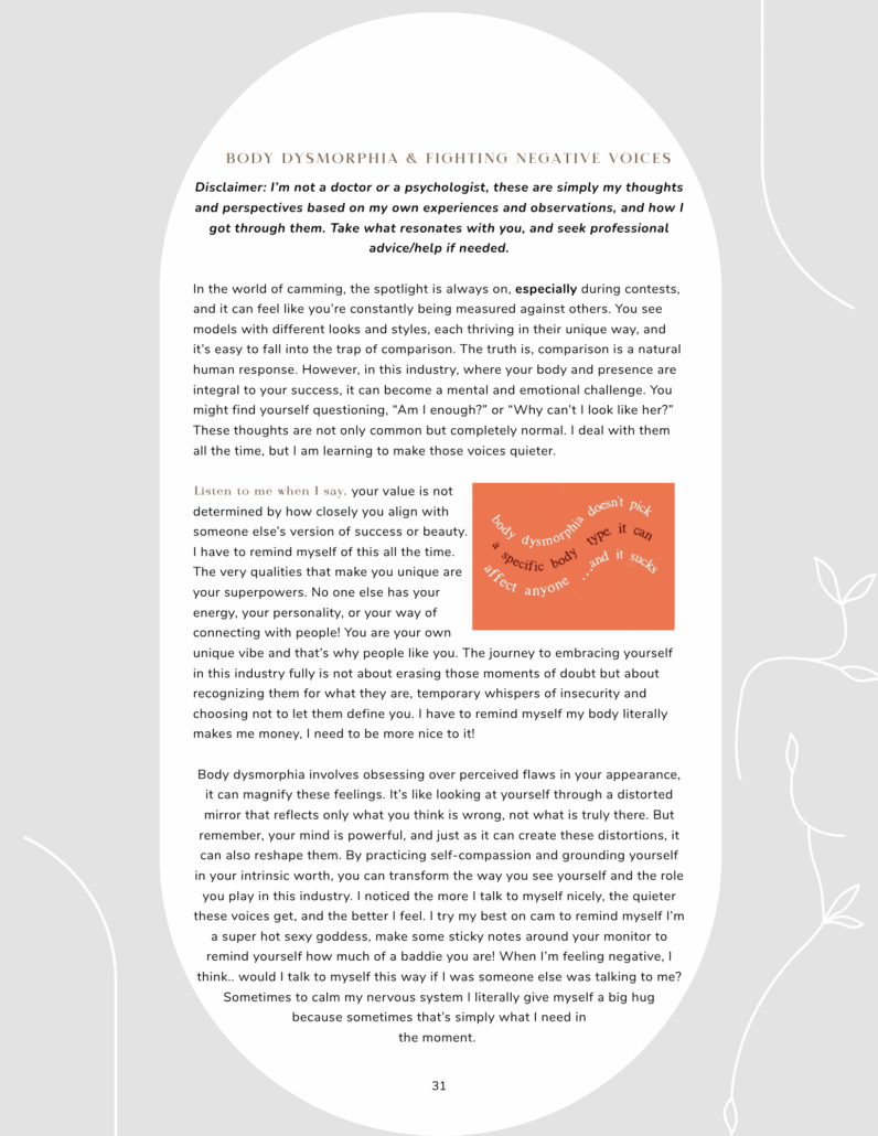 Body Dysphoria and Fighting Negative Voices from Athena Bellamy's book, Camming Compass