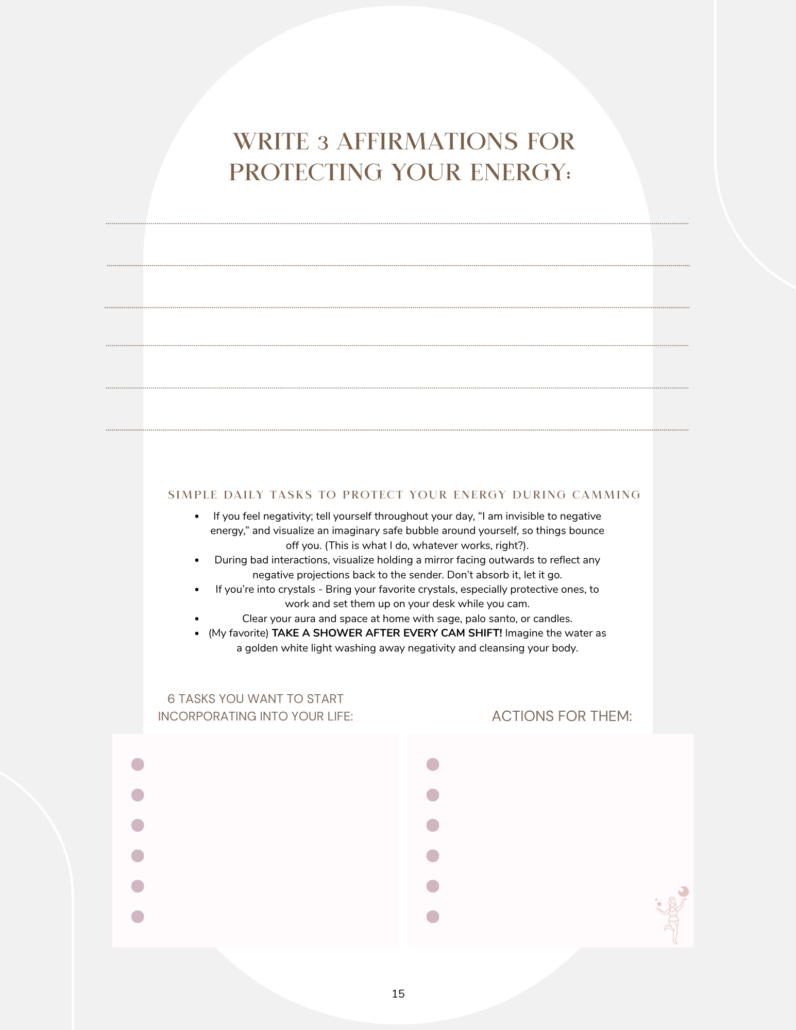 Self-Affirmations from Athena Bellamy's book, Camming Compass